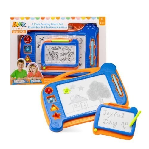 2 Pack Magnetic Doodle Boards with Stamps and Pens