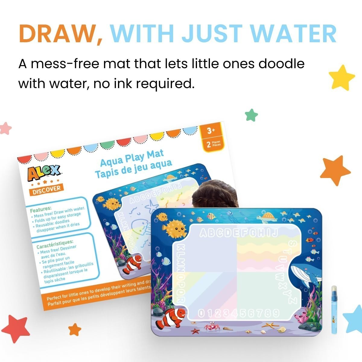 Aqua Play Mat, Mess Free Water Drawing Mat with Reusable Water Pen — view 2