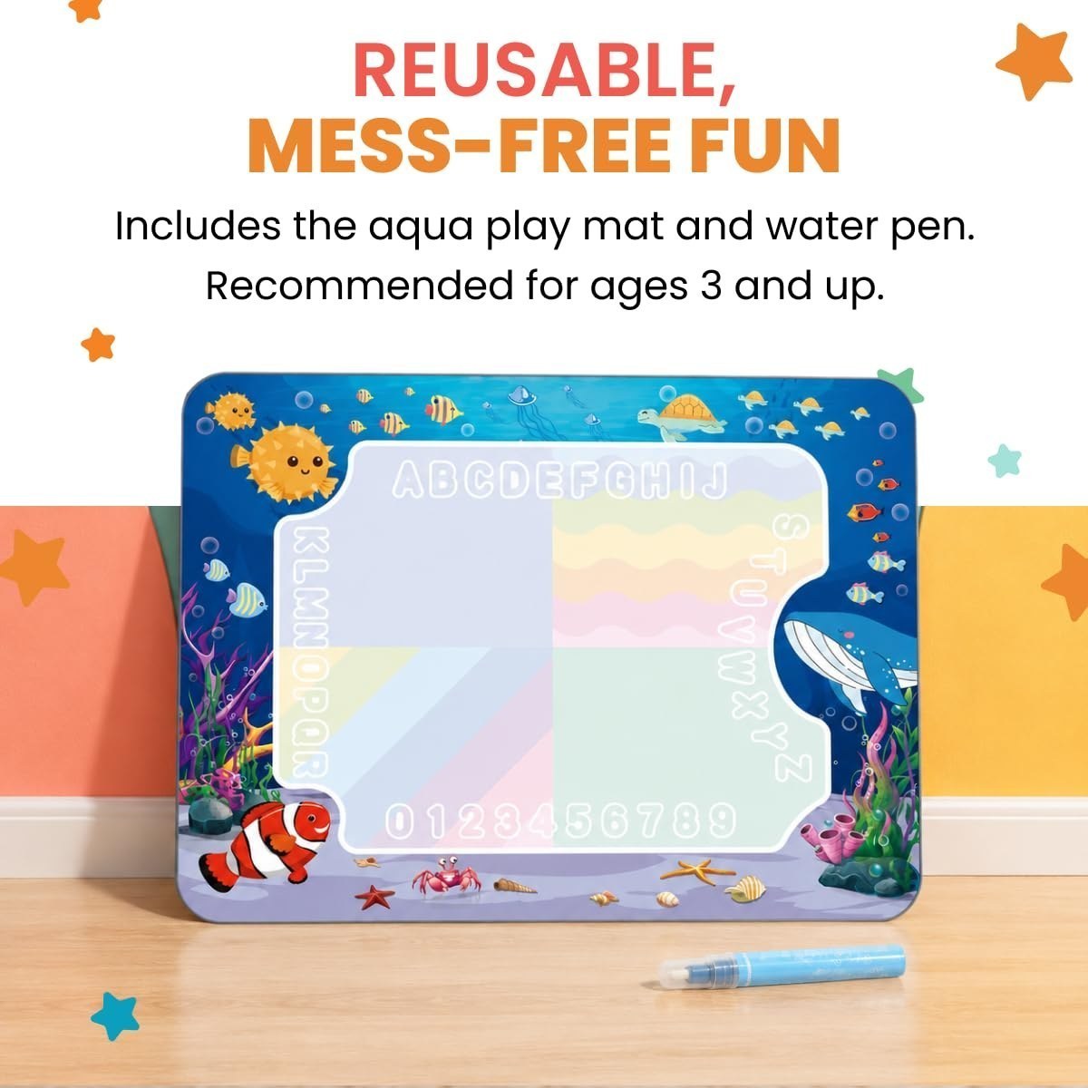 Aqua Play Mat, Mess Free Water Drawing Mat with Reusable Water Pen — view 4
