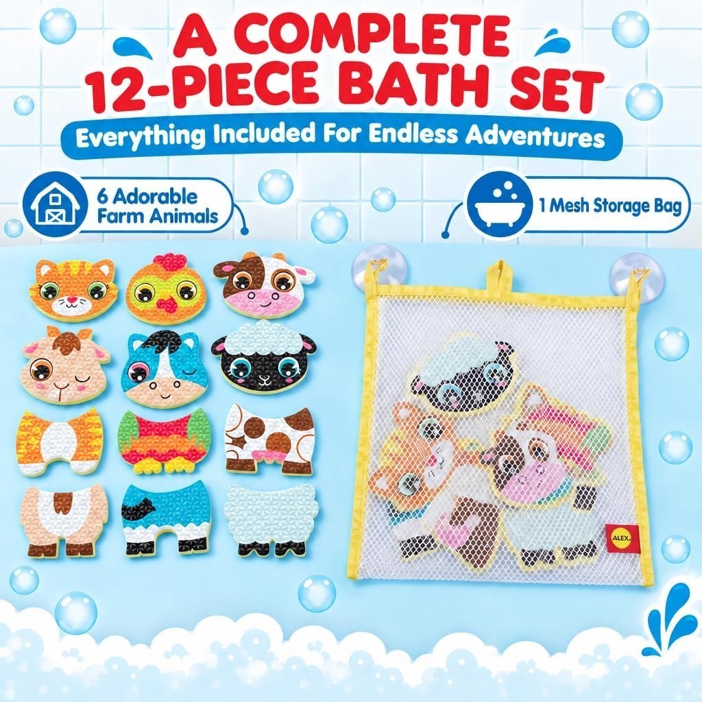Barnyard Stickers in the Tub — Farm Bath Stickers — view 2