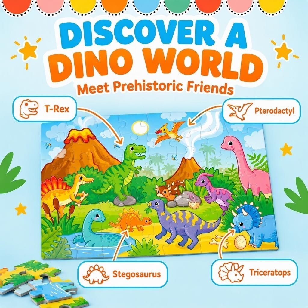 Dino World Giant Floor Puzzle — Dinosaur Floor Puzzle, 48 Pieces — view 3
