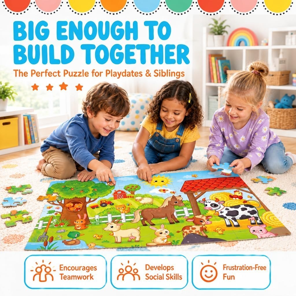 Farm Friends Giant Floor Puzzle — Farm Animal Puzzles, 48 Pieces — view 2