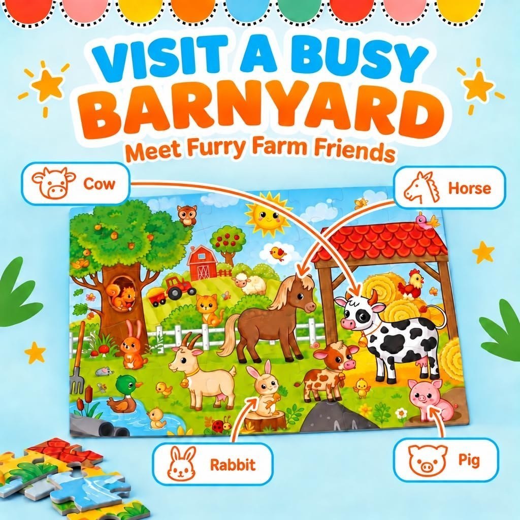 Farm Friends Giant Floor Puzzle — Farm Animal Puzzles, 48 Pieces — view 3