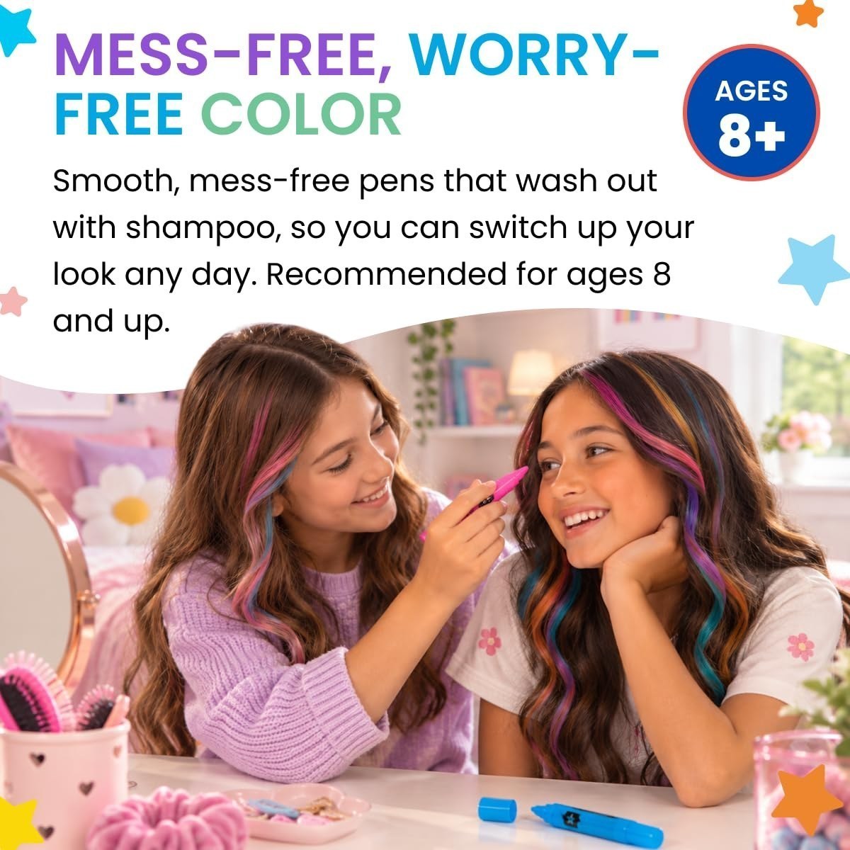 Hair Chalk Pens, 5 Colors Temporary Washable Hair Color — view 5