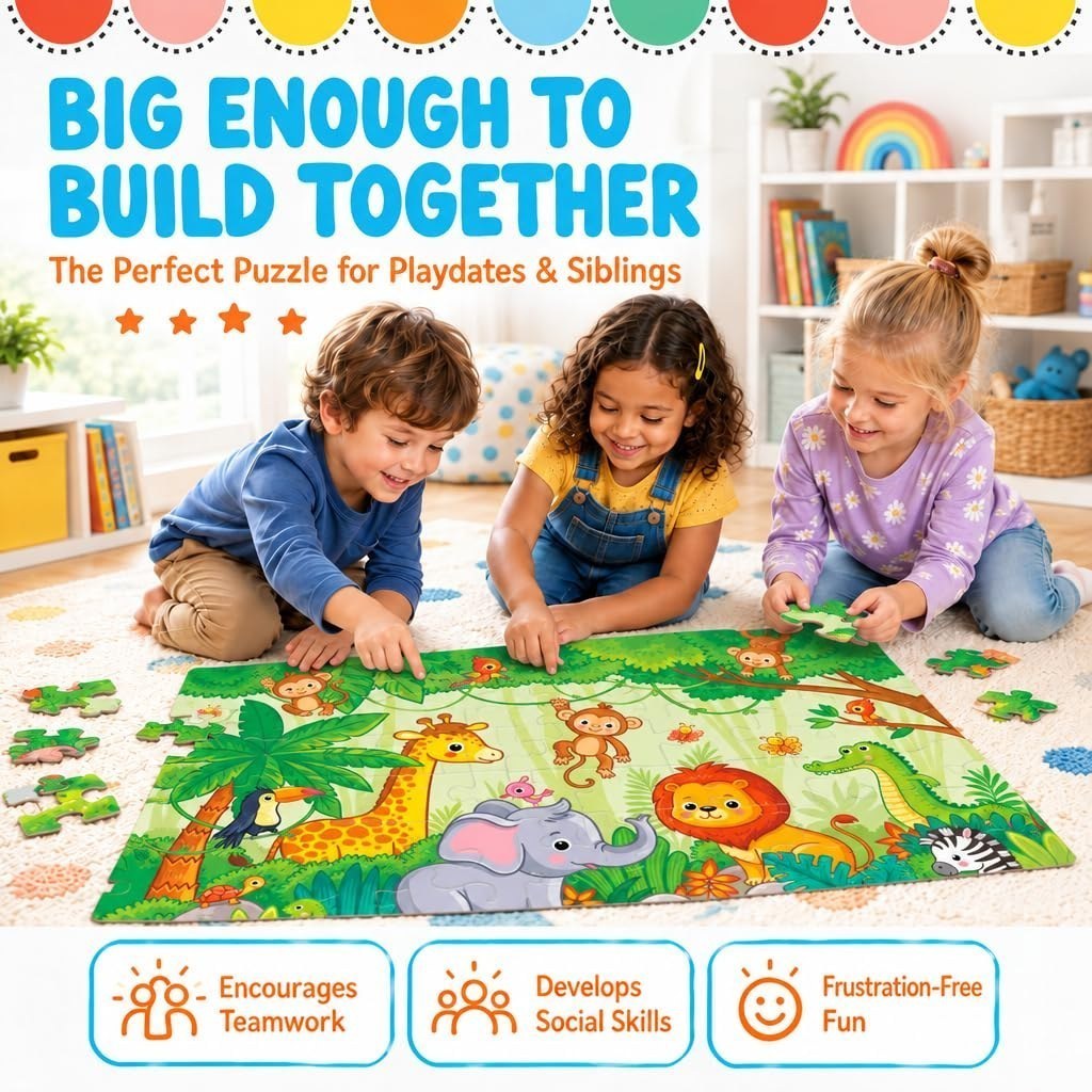 Jungle Safari Giant Floor Puzzle — Animal Puzzles, 48 Pieces — view 2