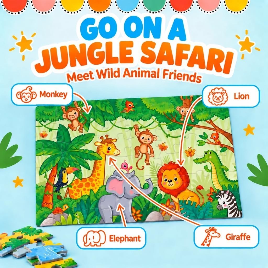 Jungle Safari Giant Floor Puzzle — Animal Puzzles, 48 Pieces — view 3