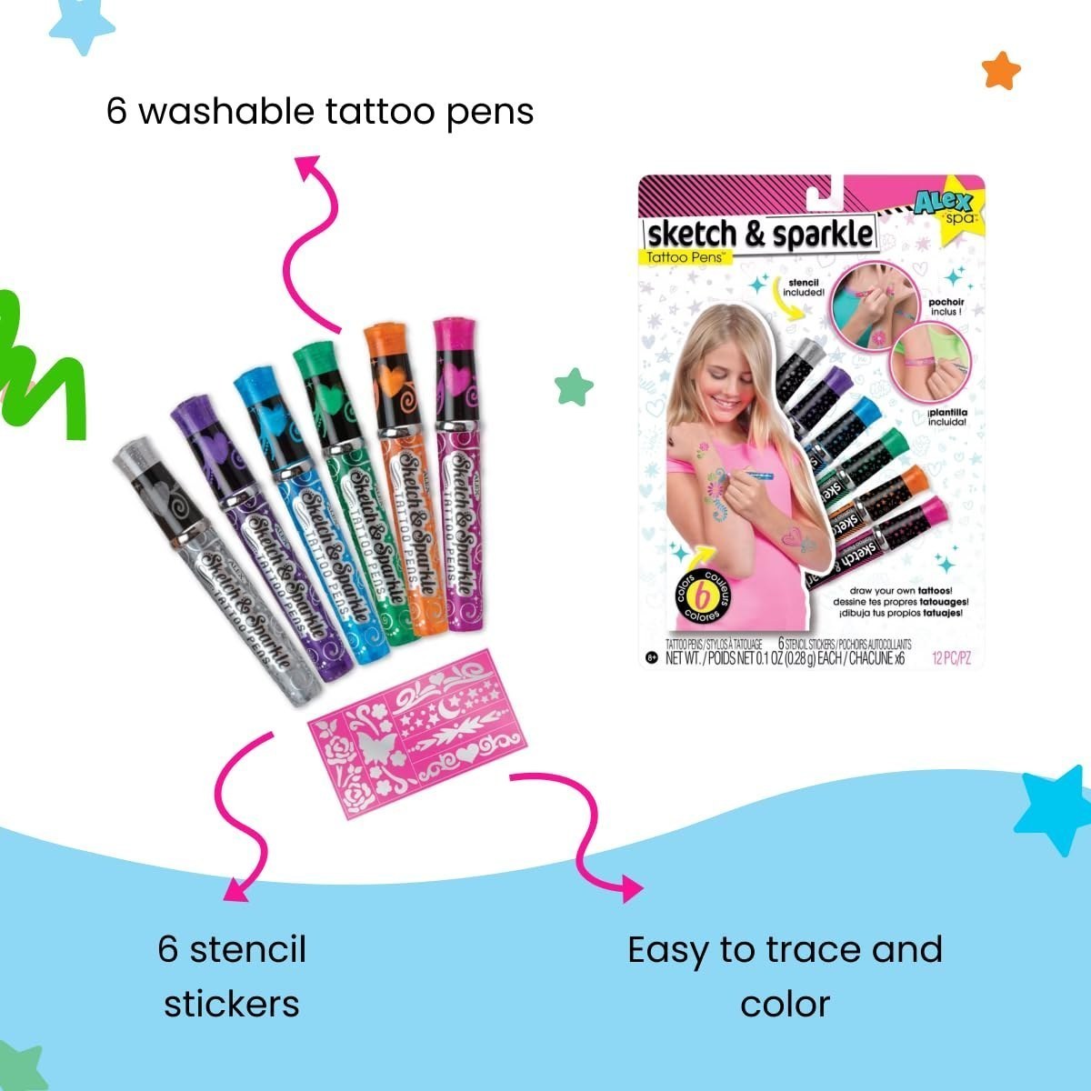 Spa Sketch and Sparkle Tattoo Pens — view 3